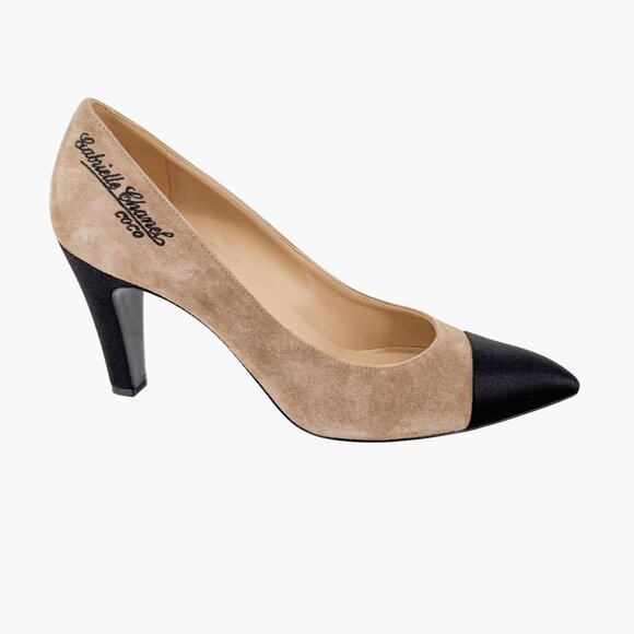 Chanel Gabrielle Coco Cap Toe Pumps EU 40.5 US 9.5-10 Beige Pointed High Heel - Picture 8 of 13